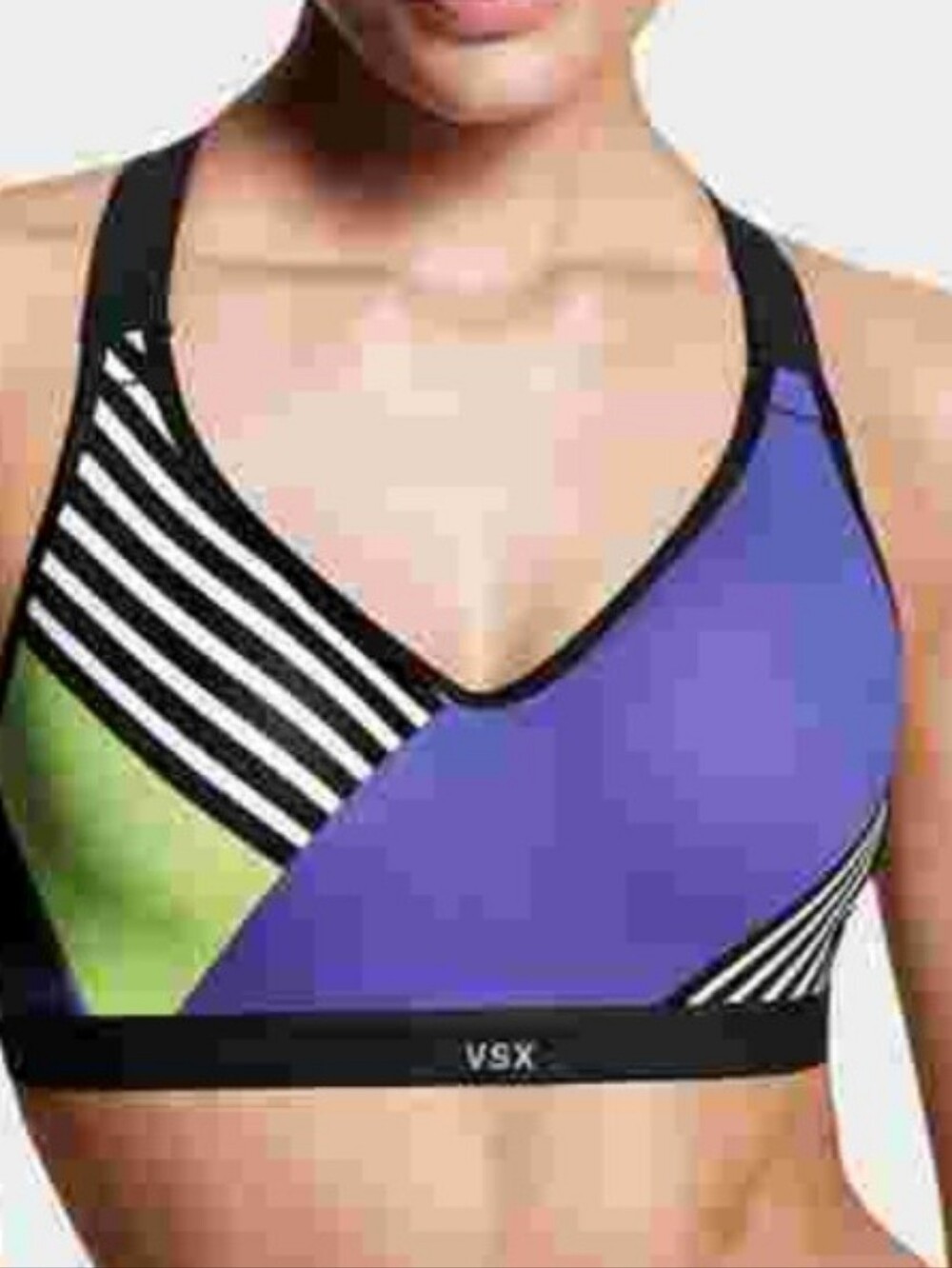 VSX Purple & Lime Colorblock Racerback Sports Bra